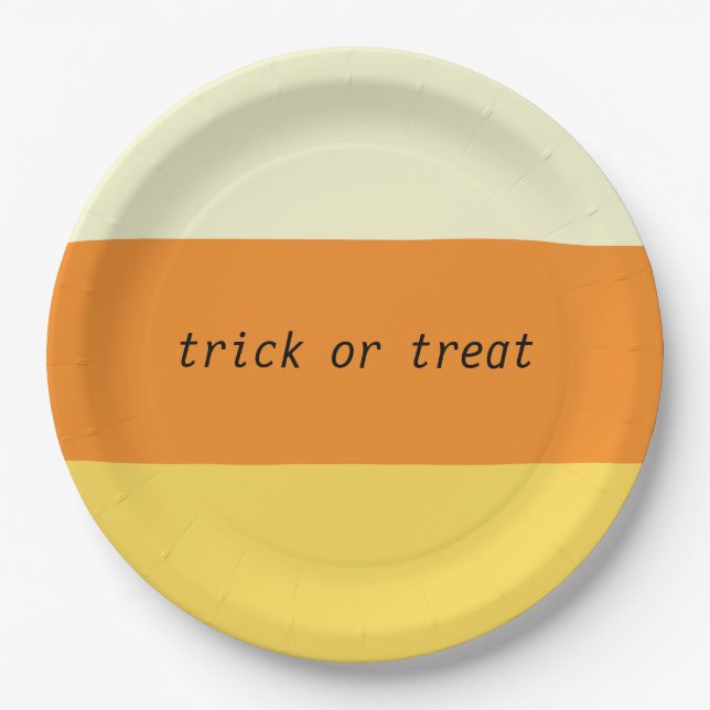 Candy Corn Trick or treat Paper Plate (Front)