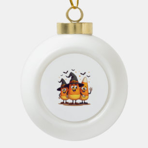 Candy Corn Trio � Funny Halloween Characters Ceramic Ball Christmas Ornament