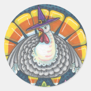 CANDY CORN TURKEY, THANKSGIVING STICKERS SHEET