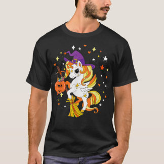 Candy Corn Unicorn Girls Women Kids Cute Halloween T-Shirt