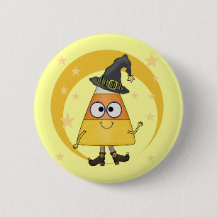 Candy Corn Witch Halloween 2 Inch Round Button