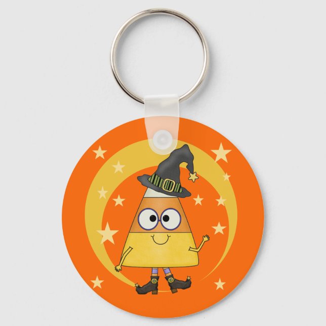 Candy Corn Witch Halloween Keychain (Front)