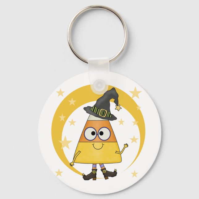 Candy Corn Witch Halloween Keychain (Front)