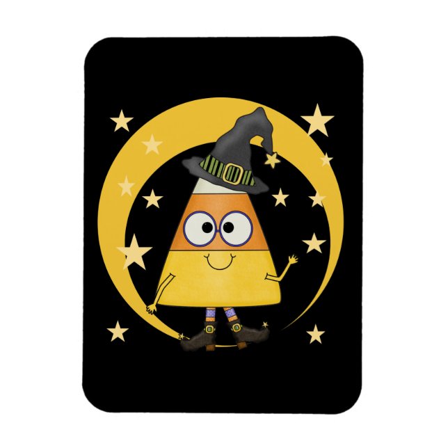 Candy Corn Witch Halloween Magnet (Vertical)
