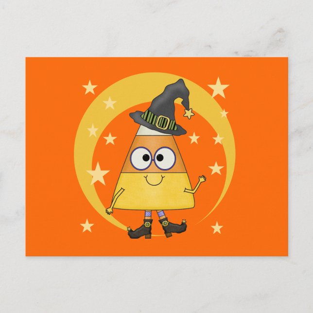 Candy Corn Witch Halloween Postcard (Front)