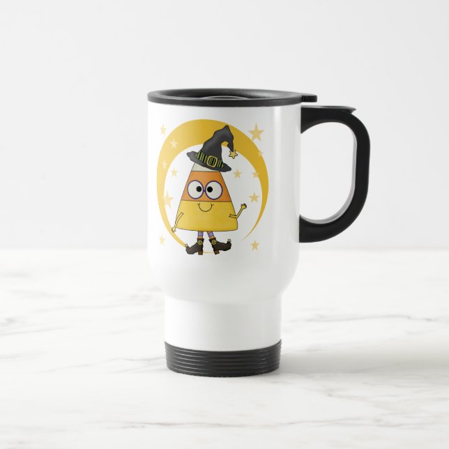 Candy Corn Witch Halloween Travel Mug (Right)