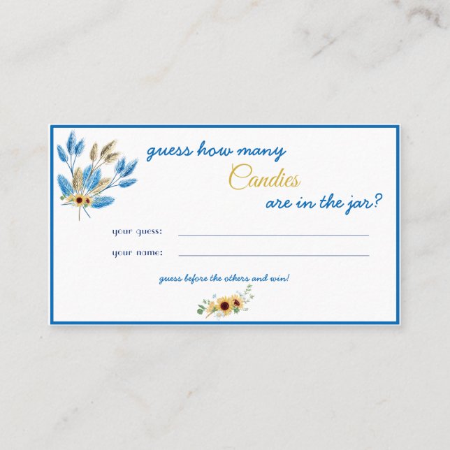 Candy Count Challenge Place Card (Front)