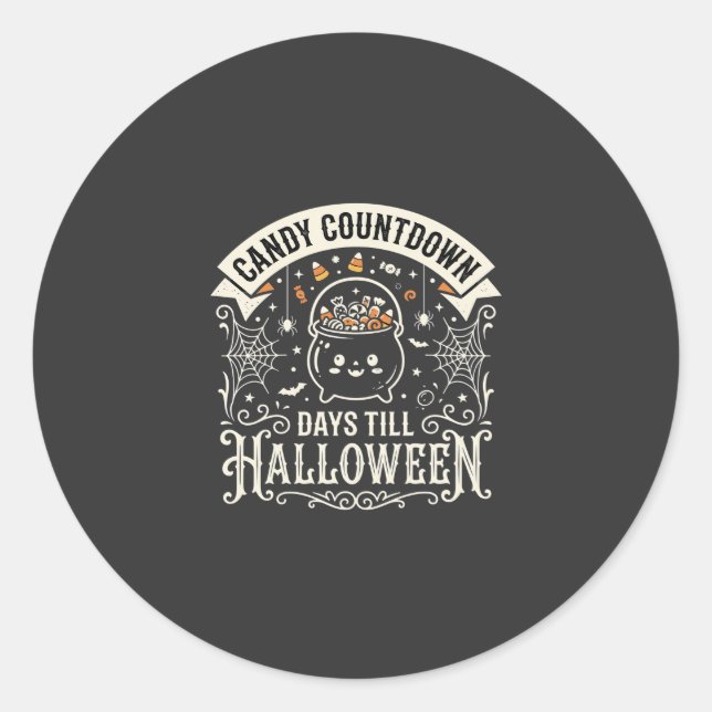 Candy Countdown Halloween Vector Design Classic Round Sticker (Front)