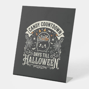 Candy Countdown Halloween Vector Design Pedestal Sign