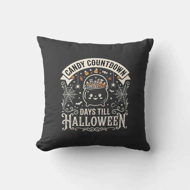 Candy Countdown Halloween Vector Design Throw Pillow (Front)