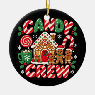 Candy Crew Christmas Matching Family Gingerbread Ceramic Ornament