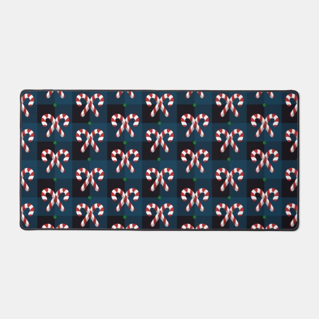 Candy Cross Blue Plaid Desk Mat (Front)