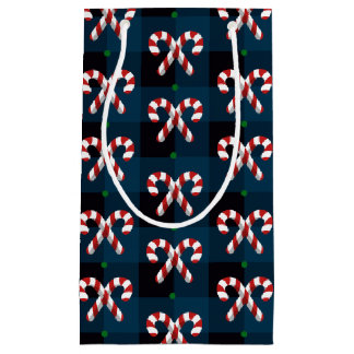 Candy Cross Blue Plaid Small Gift Bag