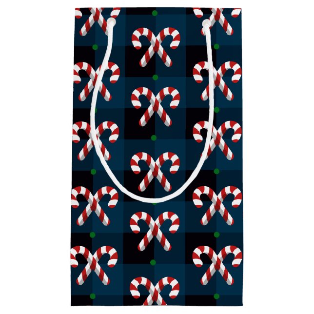Candy Cross Blue Plaid Small Gift Bag (Front)