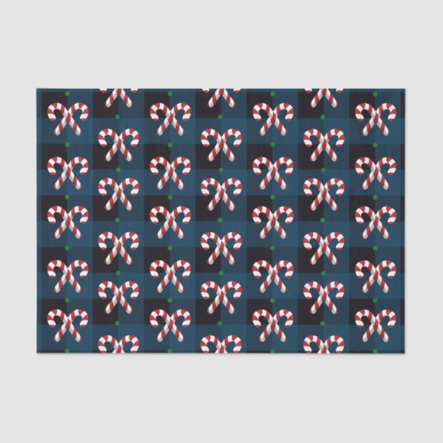 Candy Cross Blue Plaid Tissue Paper (Front)