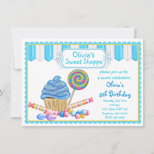 Candy Cupcake Invitations (Front)