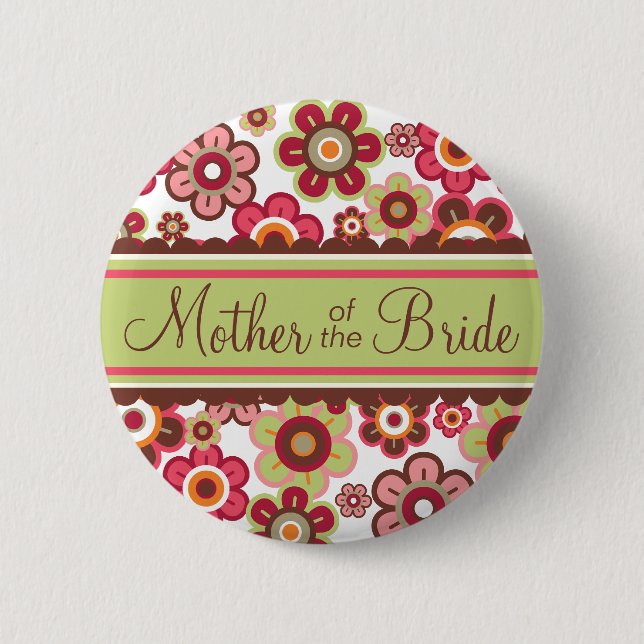 Candy Daisies Mother Of The Bride Wedding Button (Front)