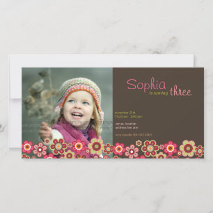 Candy Daisies Pattern Birthday Invite Photo Card