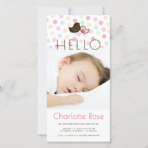 Candy Damask Chicks Birth Announcement Photo Card