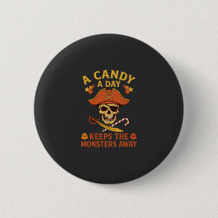 Candy Day Halloween Pirate Skull Cane 2 Inch Round Button