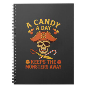 Candy Day Halloween Pirate Skull Cane Notebook