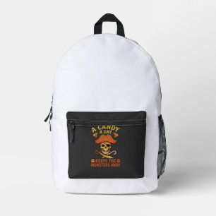 Candy Day Halloween Pirate Skull Cane Printed Backpack