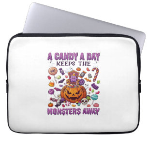 Candy Day Keeps Monsters Away Halloween Pumpkin_1 Laptop Sleeve