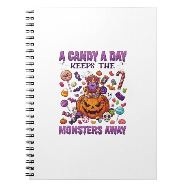 Candy Day Keeps Monsters Away Halloween Pumpkin_1 Notebook (Front)