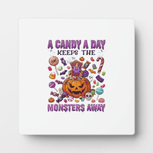 Candy Day Keeps Monsters Away Halloween Pumpkin_1 Plaque