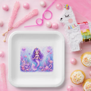 Candy Doll Mermaid 3rd Birthday Paper Plate