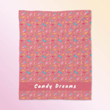 Candy Dreams Coral Pink Personalized Fleece