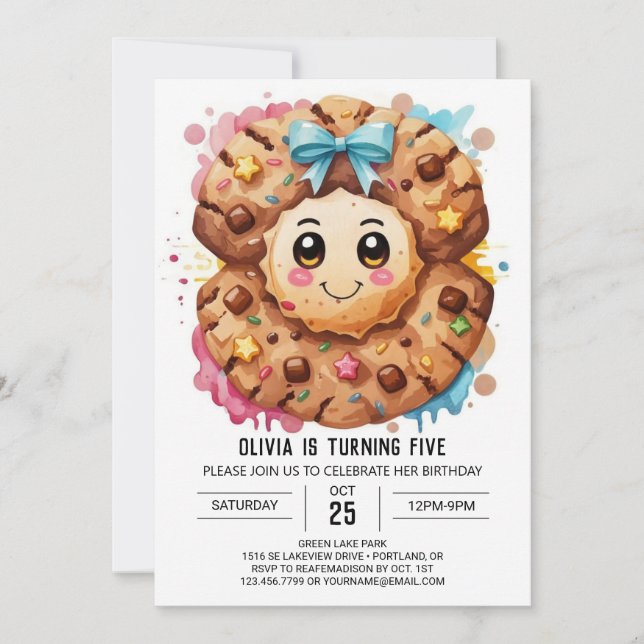Candy Editable Fun Cookies Birthday Invitation (Front)