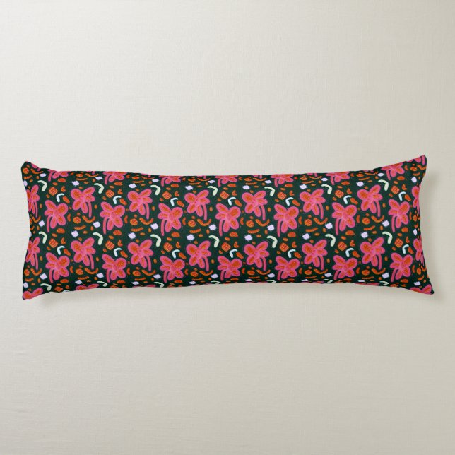 Candy flowers and easter pattern - dark body pillow (Back)