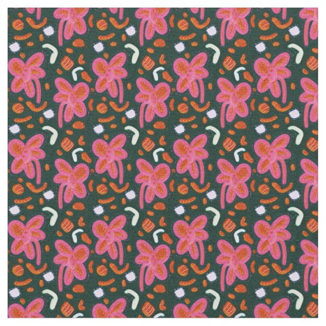 Candy flowers and easter pattern - dark fabric (Close Up)