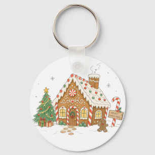 Candy Gingerbread House for Holiday Baking Lovers Keychain