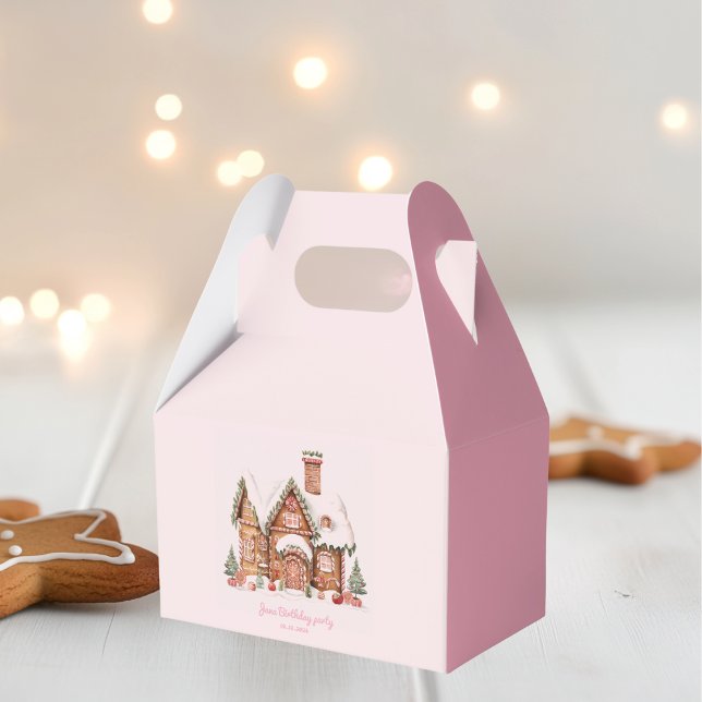 "Candy Gingerbread House Pink Birthday  Favor Box (Creator Uploaded)