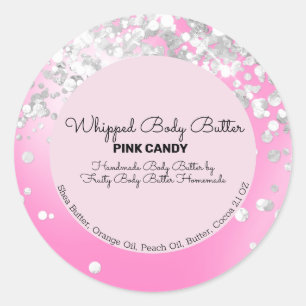 Candy Glitter Bath Branding Packaging Classic Round Sticker