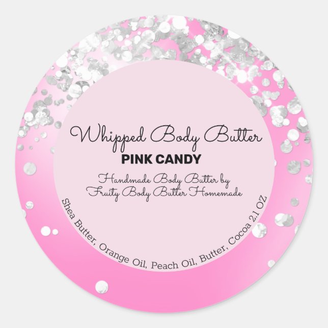 Candy Glitter Bath Branding Packaging Classic Round Sticker (Front)
