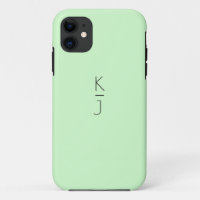 Candy Green Editable Monogram iPhone Case