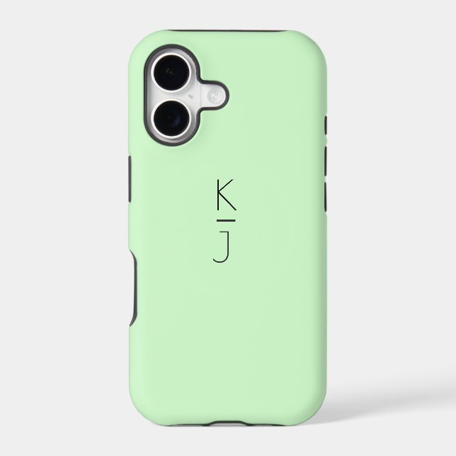 Candy Green Editable Monogram iPhone Case (Back)
