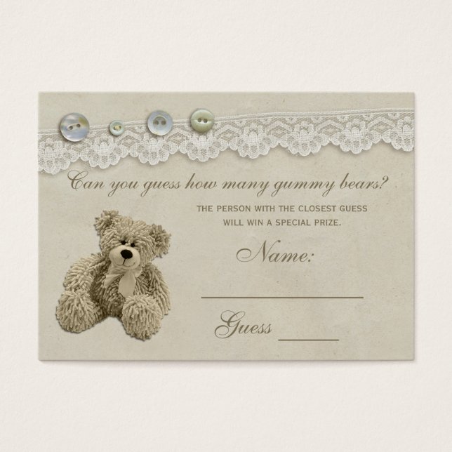 Candy Gueting Jeu Teddy Bear Baby shower (Devant)
