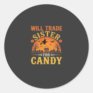Candy Halloween Sister Trade Design_1 Classic Round Sticker