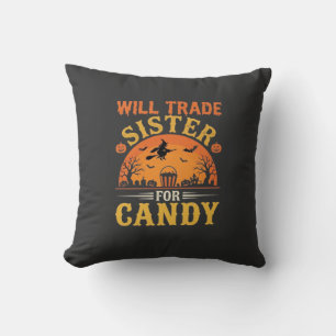 Candy Halloween Sister Trade Design_1 Throw Pillow