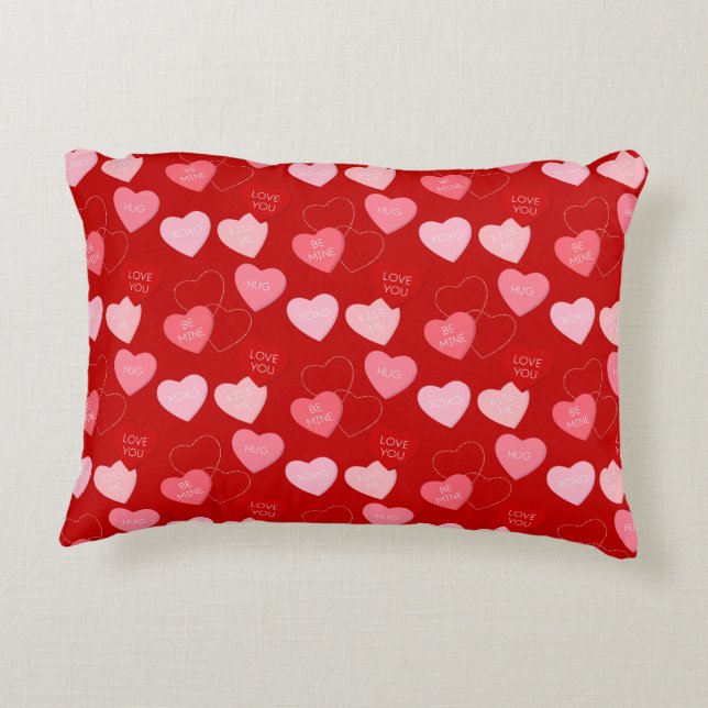 Candy Heart Cascade Accent Pillow (Back)