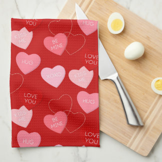 Candy Heart Cascade Kitchen Towel
