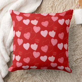 Candy Heart Cascade Throw Pillow
