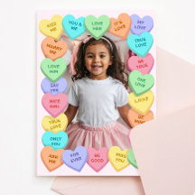 Candy Heart Kid Photo Valentine Card, Child School