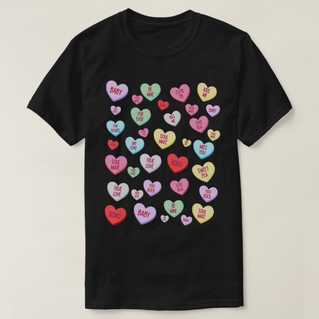 Candy heart love valentine's day shirt Cute valent (Design Front)
