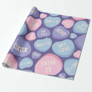 Candy Heart Messages Pattern Wrapping Paper