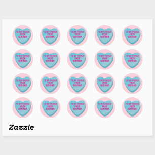 Candy Heart Valentine's Day Exchange Sticker Blue